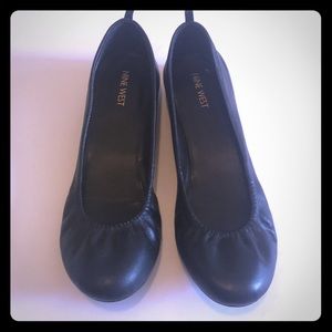 Black Leather Nine West Flats